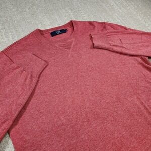 J Crew Sweater Men Medium Cotton Knit Crewneck Red Preppy Academia